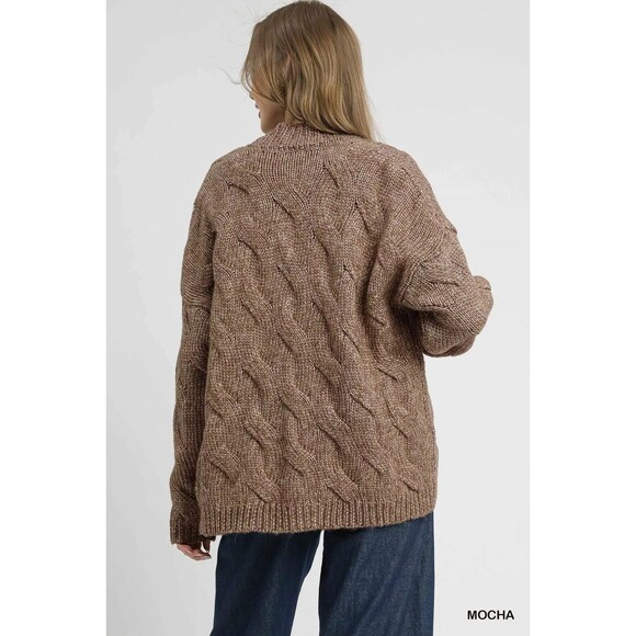 Umgee Chunky Cable Knit Open Front Cardigan - Picture 3 of 6